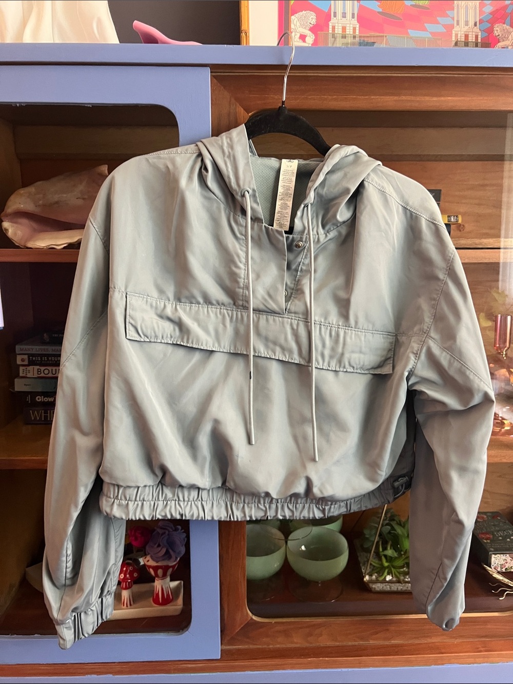 ALO Yoga Light Blue Hooded Bomber Pullover